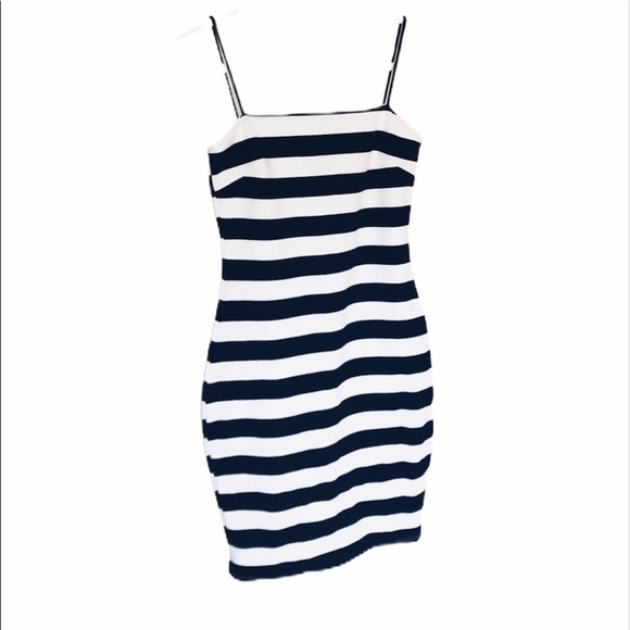 Style Rack Black and White striped spaghetti strap bodycon mini dress size small - Picture 1 of 6